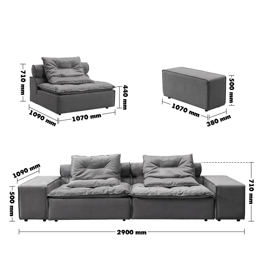 Modern fabric modular 3 seater sofa woolen size charts.