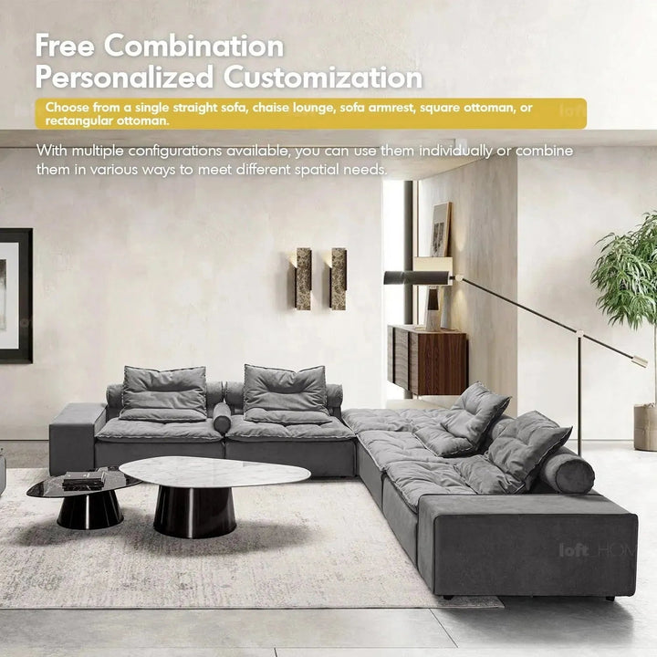 Modern fabric modular 3 seater sofa woolen material variants.