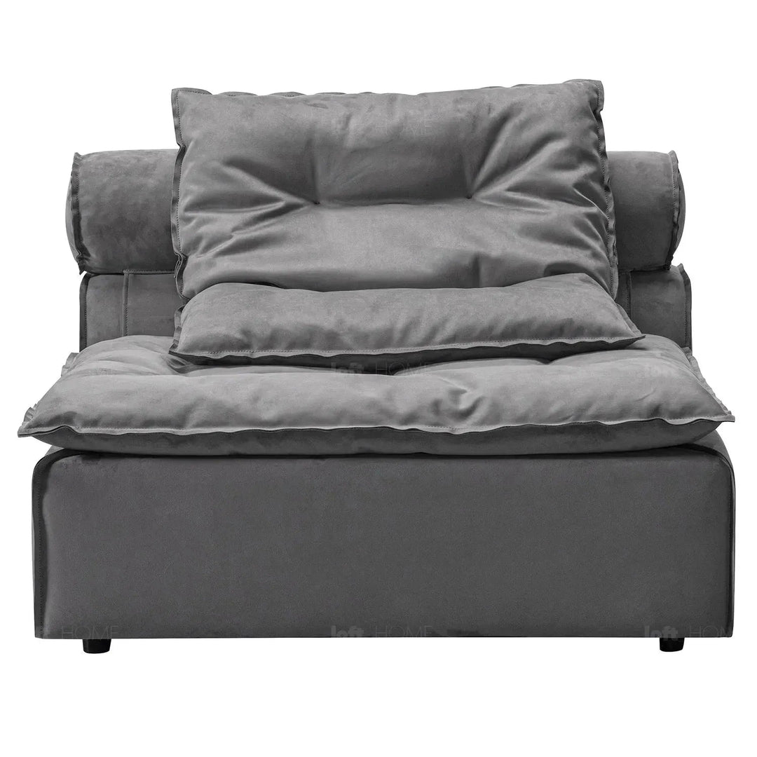 Modern fabric modular 3 seater sofa with ottoman woolen in panoramic view.