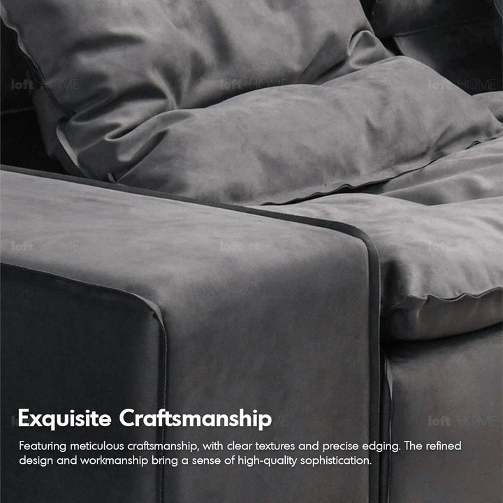 Modern fabric modular 3 seater sofa with ottoman woolen in details.