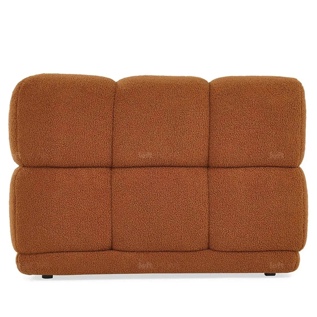 Bauhaus teddy fabric modular 4 seater sofa cuboid in panoramic view.