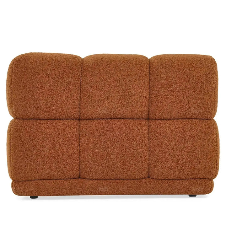 Bauhaus teddy fabric modular 4 seater sofa cuboid in panoramic view.