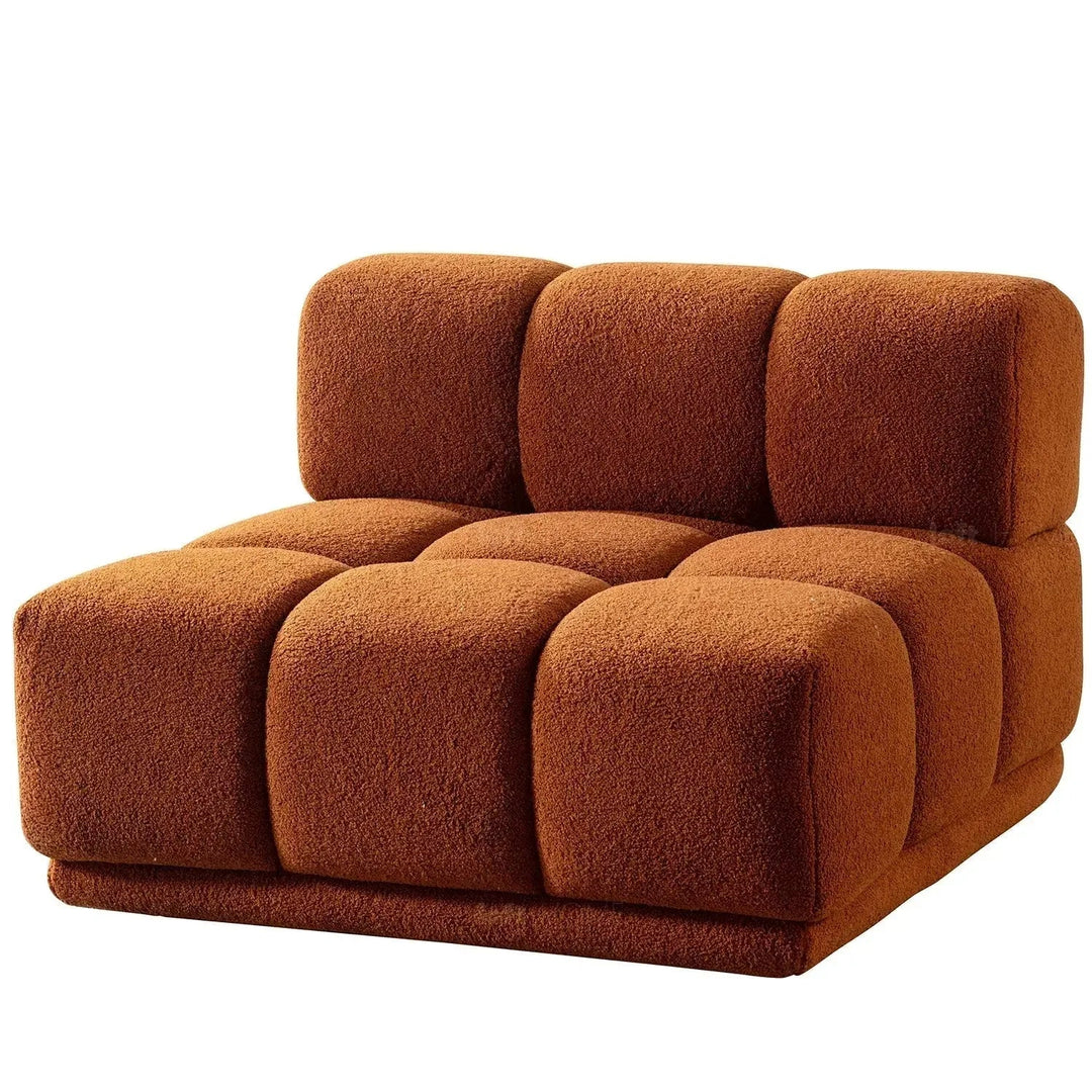 Contemporary teddy fabric modular 4 seater sofa cuboid detail 1.