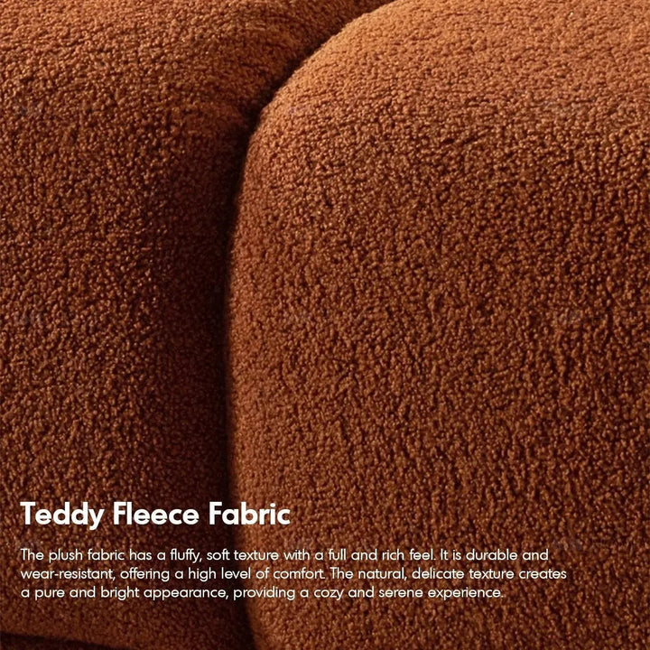 Bauhaus teddy fabric modular 4 seater sofa cuboid in details.