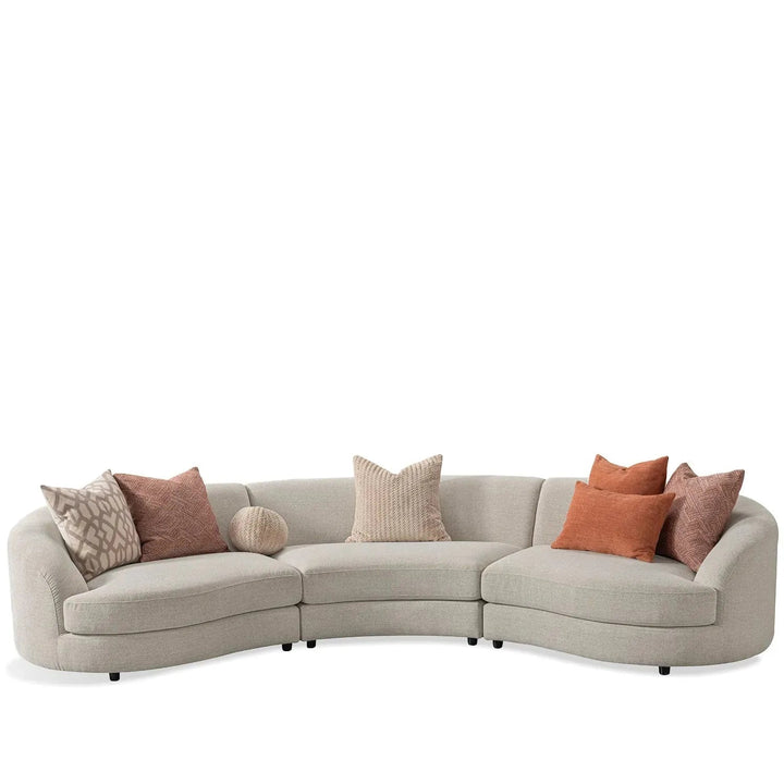 Cream fabric modular 5 seater sofa groove in white background.