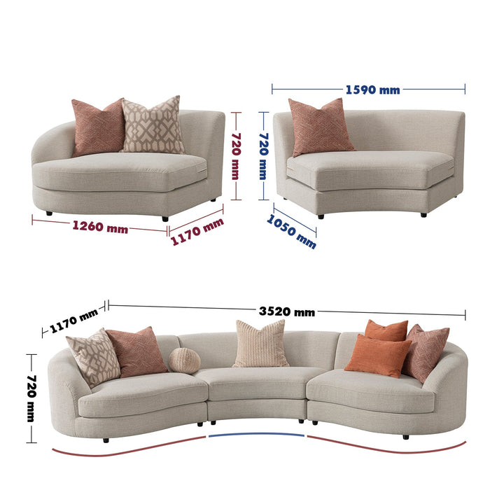 Cream fabric modular 5 seater sofa groove size charts.