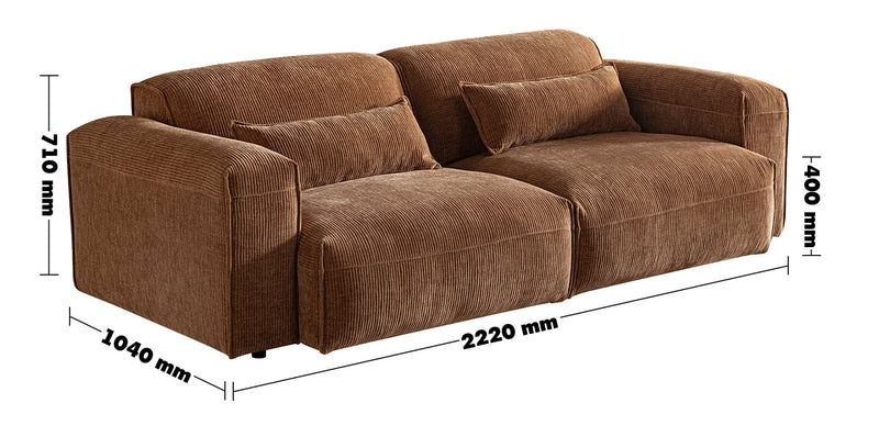 Modern Corduroy Velvet Fabric Modular 3 Seater Sofa OPERA Size Chart