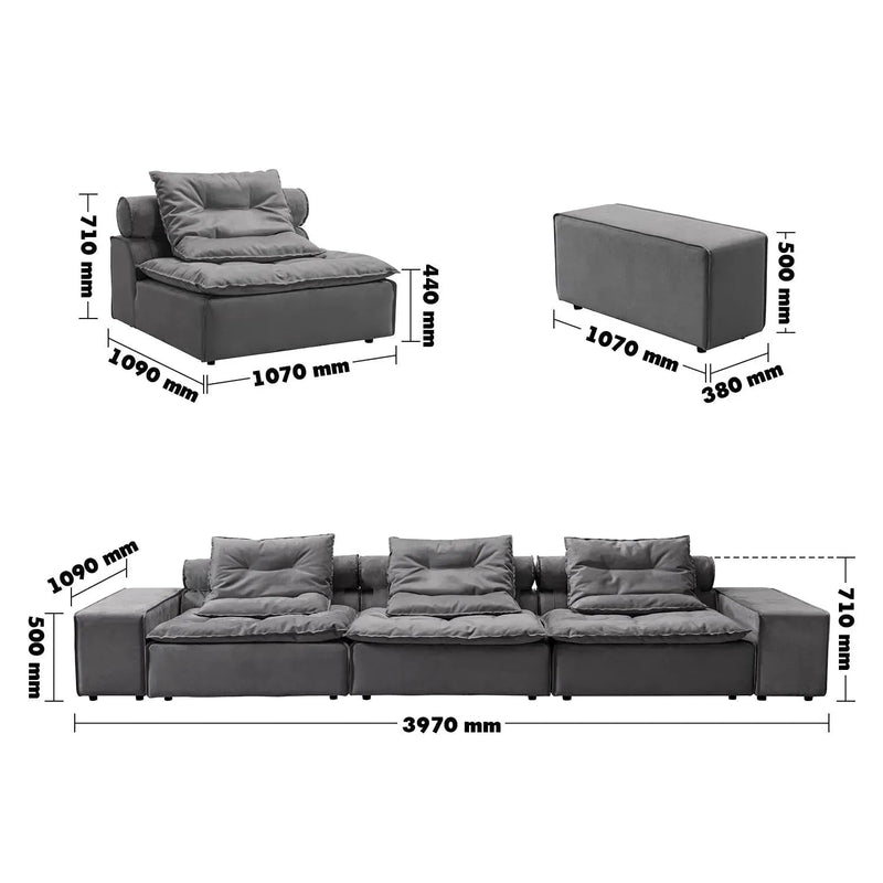 Modern fabric modular 6 seater sofa woolen size charts.