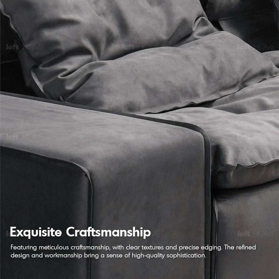 Modern fabric modular 6 seater sofa woolen in details.