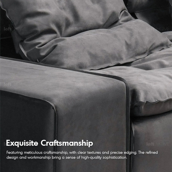 Modern fabric modular 6 seater sofa woolen in details.
