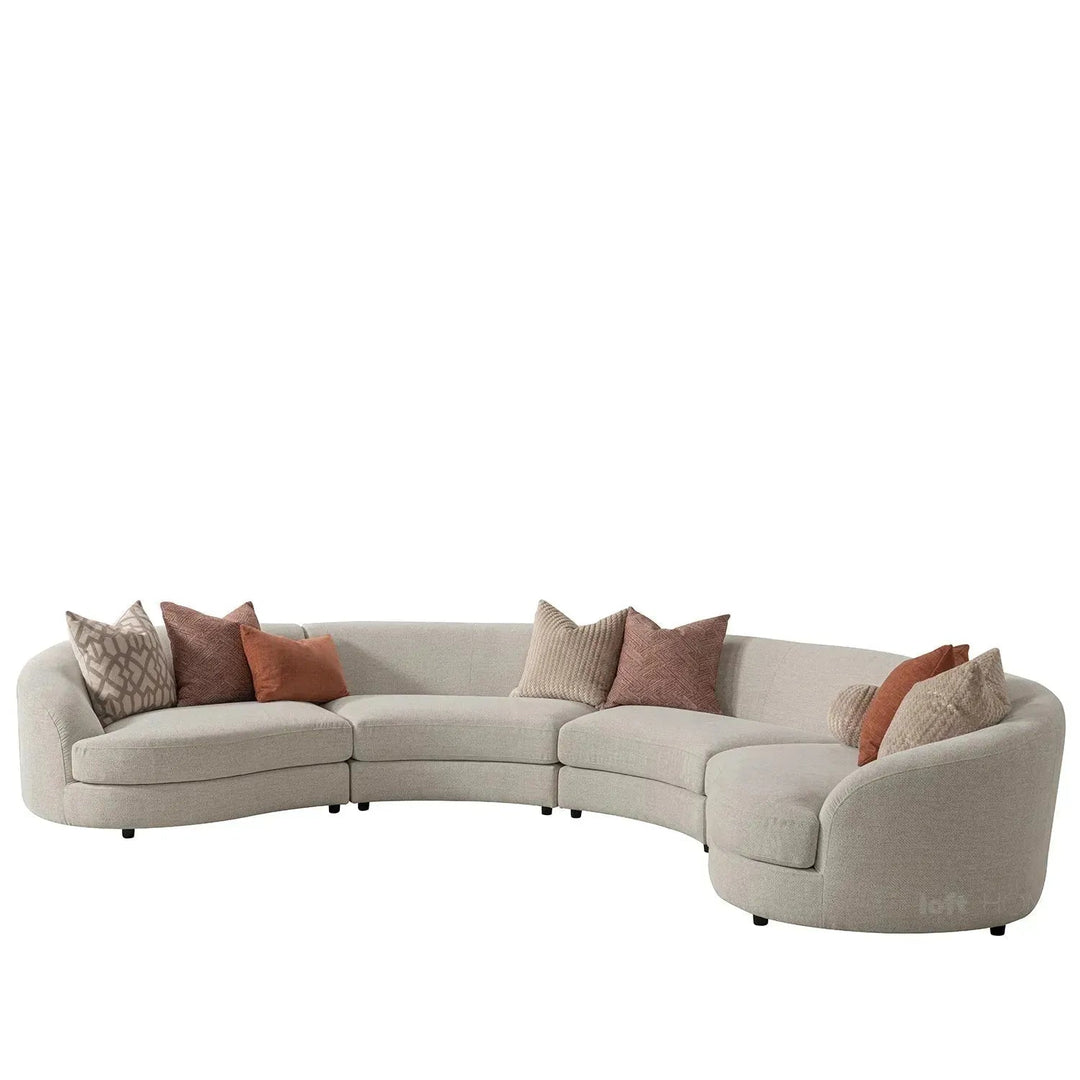 Cream fabric modular l shape sectional sofa groove 3+3 in still life.