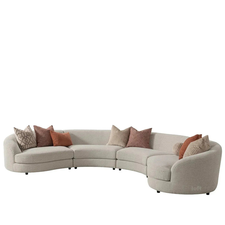 Cream fabric modular l shape sectional sofa groove 3+3 in still life.