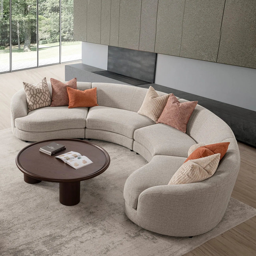 Cream Fabric Modular L Shape Sectional Sofa GROOVE 3+3