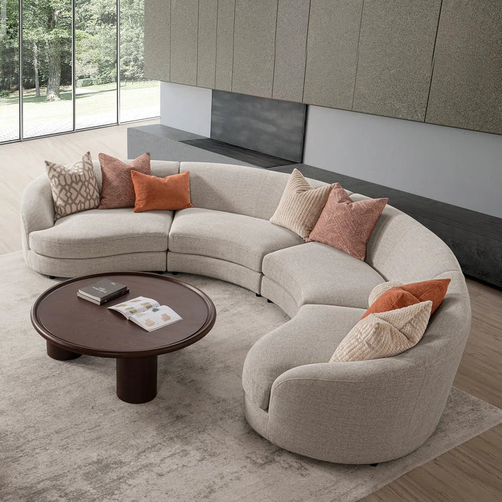 Cream Fabric Modular L Shape Sectional Sofa GROOVE 3+3