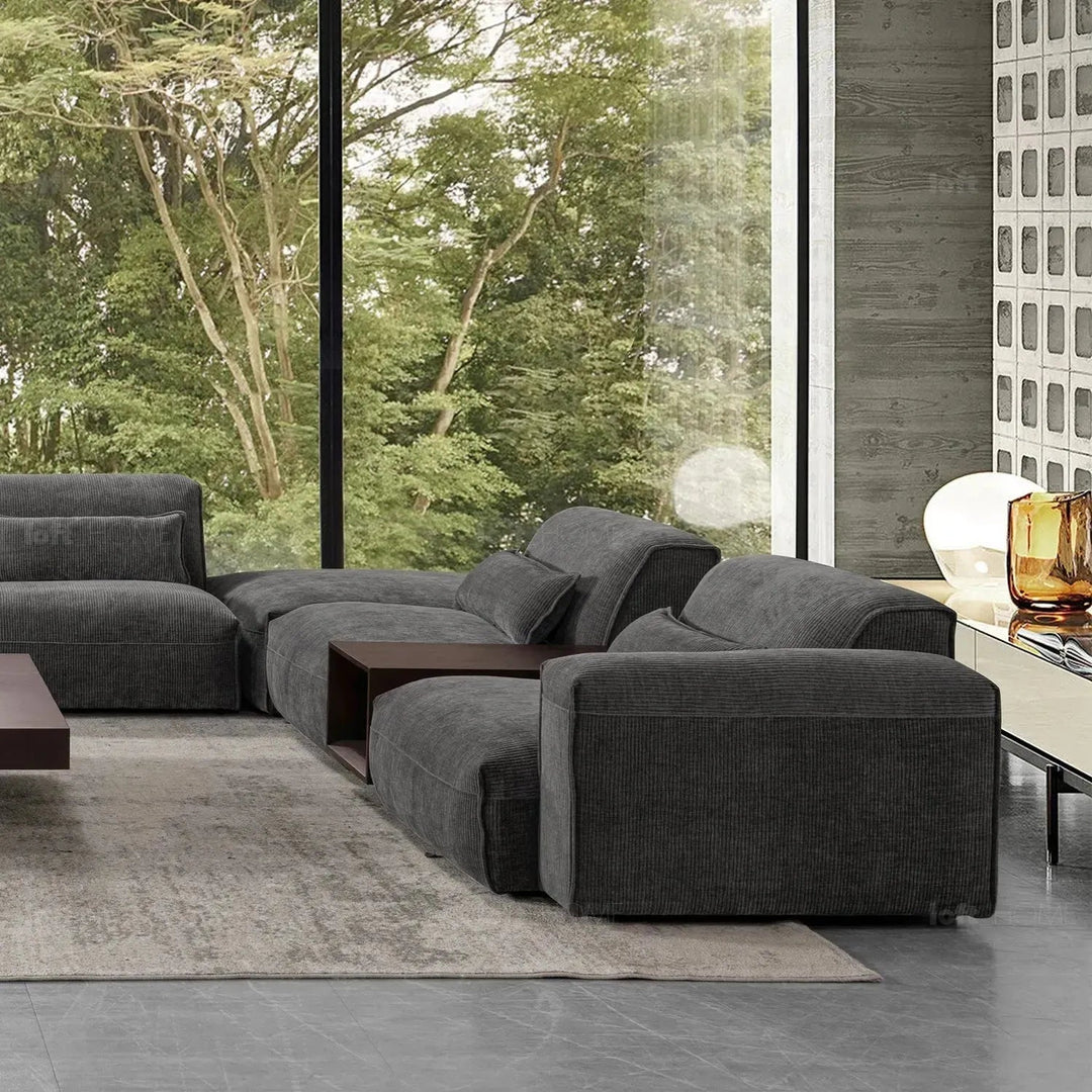 Modern Corduroy Velvet Fabric Modular 4 Seater Sofa OPERA