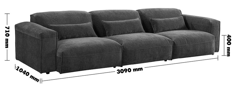 Modern Corduroy Velvet Fabric Modular 4 Seater Sofa OPERA Size Chart