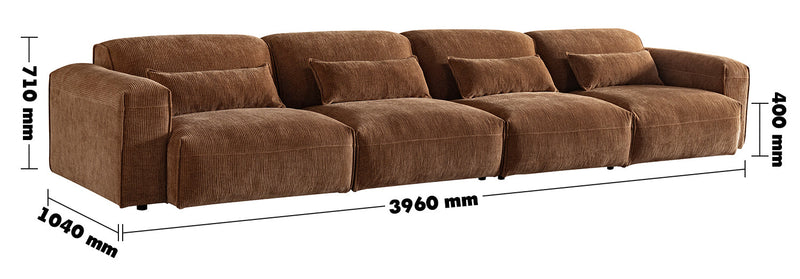 Modern Corduroy Velvet Fabric Modular 6 Seater Sofa OPERA Size Chart