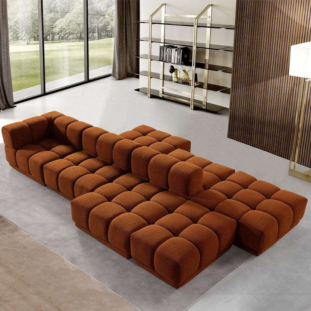 Bauhaus teddy fabric modular armless 1 seater sofa cuboid primary product view.