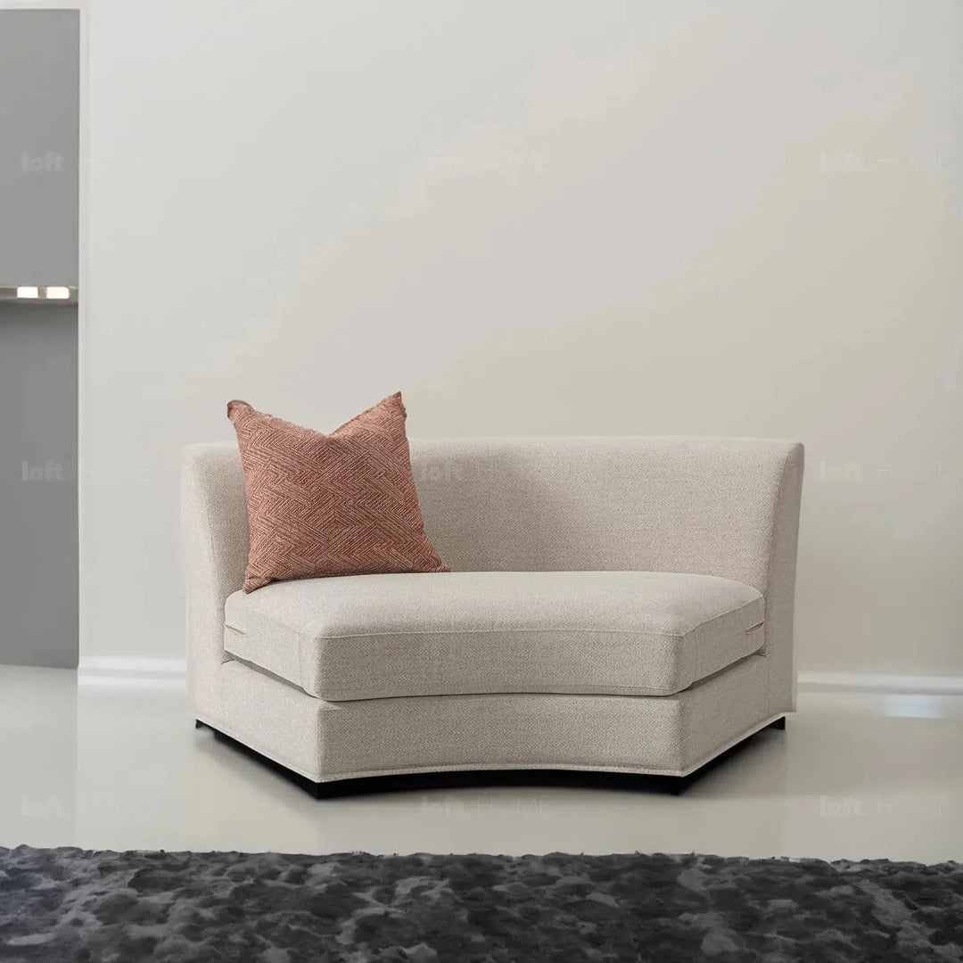 Cream fabric modular armless 1 seater sofa groove environmental situation.