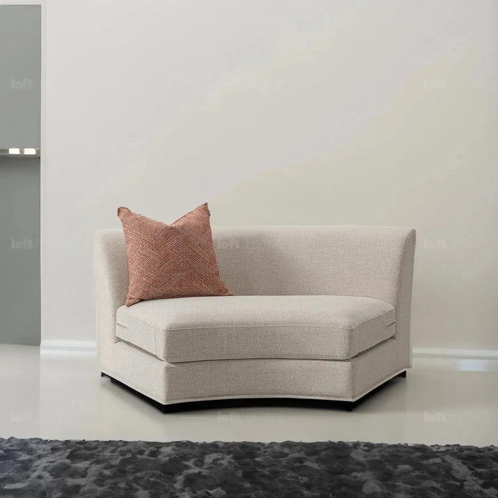 Cream fabric modular armless 1 seater sofa groove environmental situation.