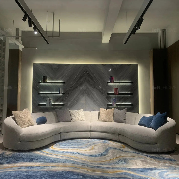 Cream fabric modular armless 1 seater sofa groove conceptual design.
