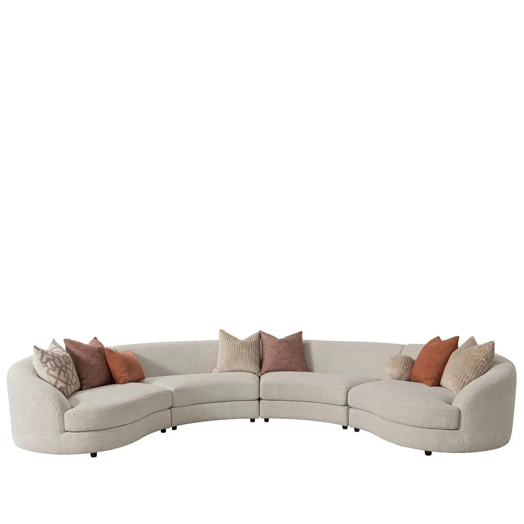 Cream fabric modular armless 1 seater sofa groove layered structure.