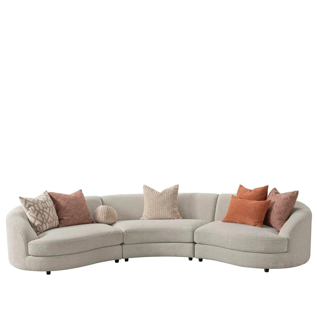 Cream fabric modular armless 1 seater sofa groove detail 1.