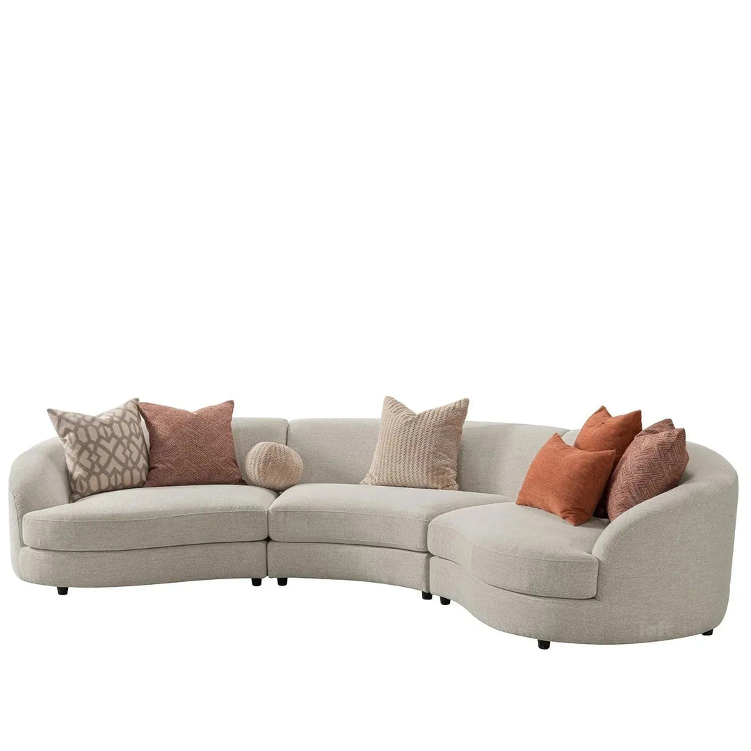 Cream fabric modular armless 1 seater sofa groove detail 2.