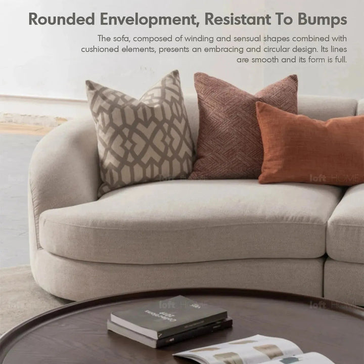 Cream fabric modular armless 1 seater sofa groove in details.