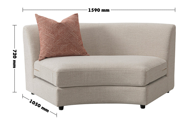 Cream Fabric Modular Armless 1 Seater Sofa GROOVE Size Chart