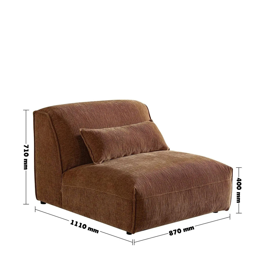 Modern corduroy velvet fabric modular armless 1 seater sofa opera size charts.