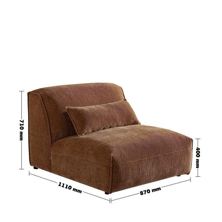 Modern corduroy velvet fabric modular armless 1 seater sofa opera size charts.