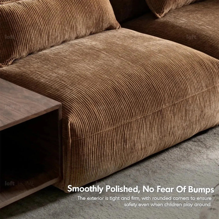 Modern corduroy velvet fabric modular armless 1 seater sofa opera in details.