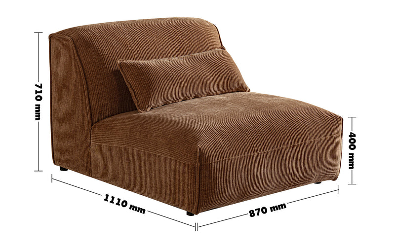 Modern Corduroy Velvet Fabric Modular Armless 1 Seater Sofa OPERA Size Chart