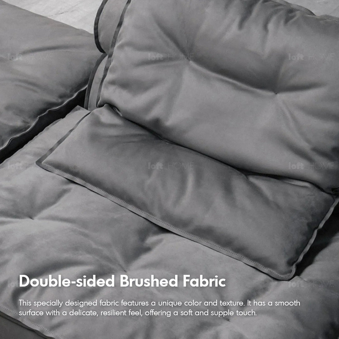 Modern fabric modular chaise sofa woolen color swatches.