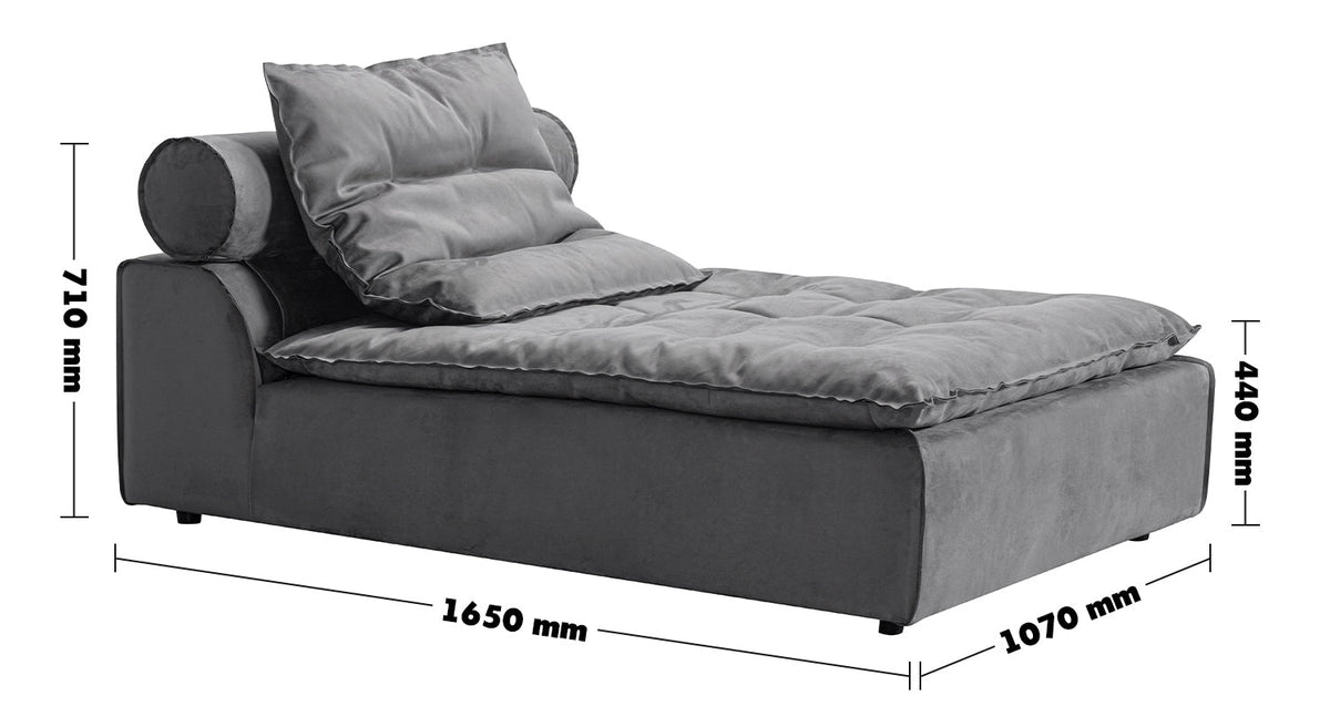 Modern Fabric Modular Chaise Sofa WOOLEN Size Chart