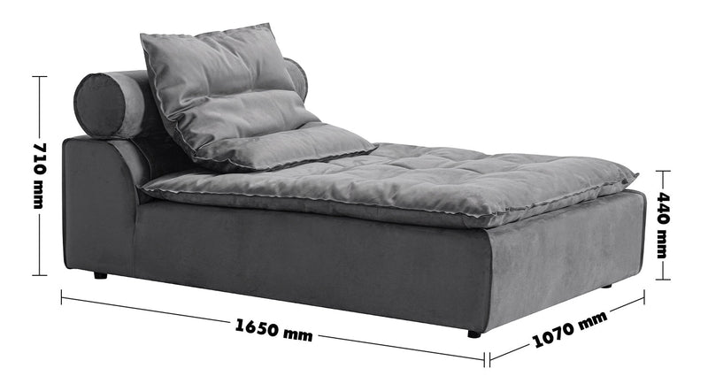 Modern Fabric Modular Chaise Sofa WOOLEN Size Chart