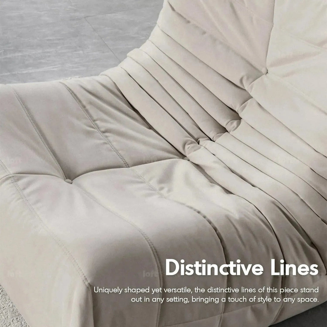 Bauhaus fabric modular corner 1 seater sofa cater in details.