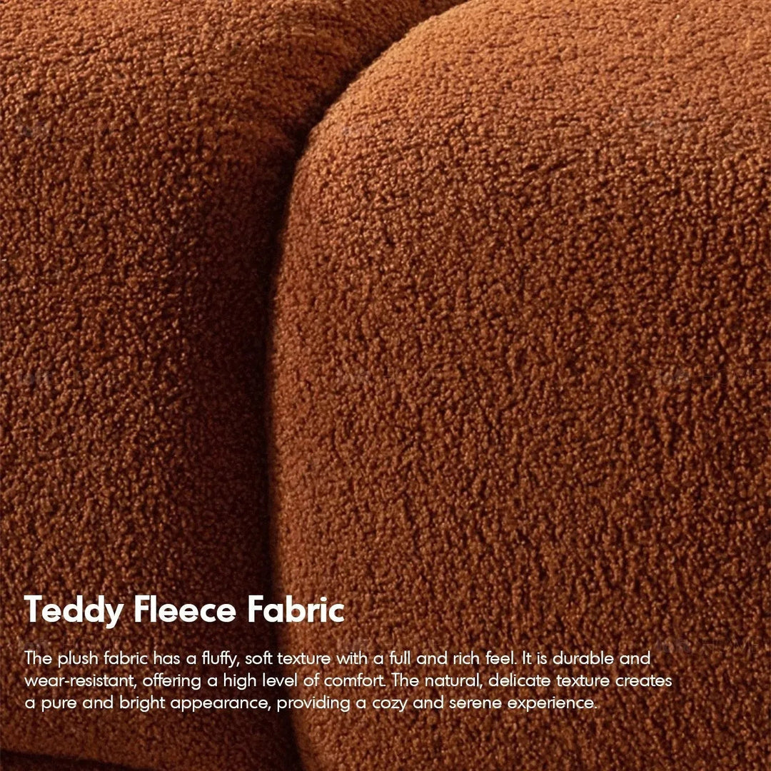 Bauhaus teddy fabric modular corner 1 seater sofa cuboid in details.