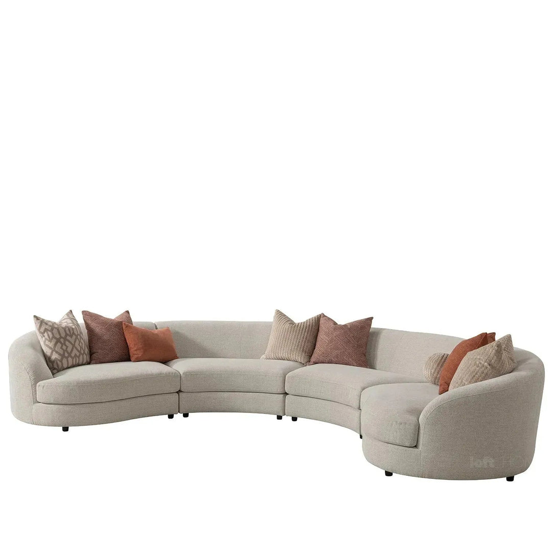 Cream fabric modular corner 1 seater sofa groove in still life.