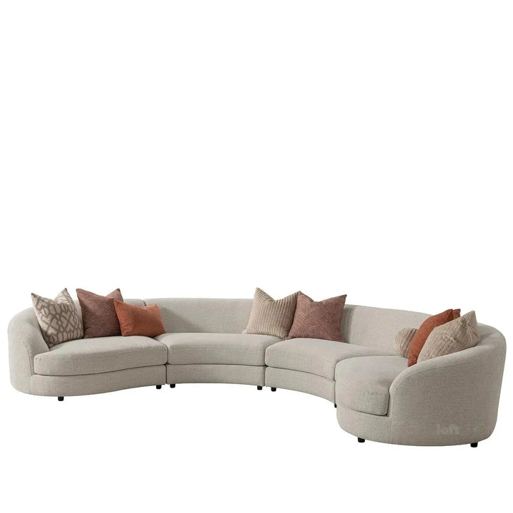 Cream fabric modular corner 1 seater sofa groove in still life.