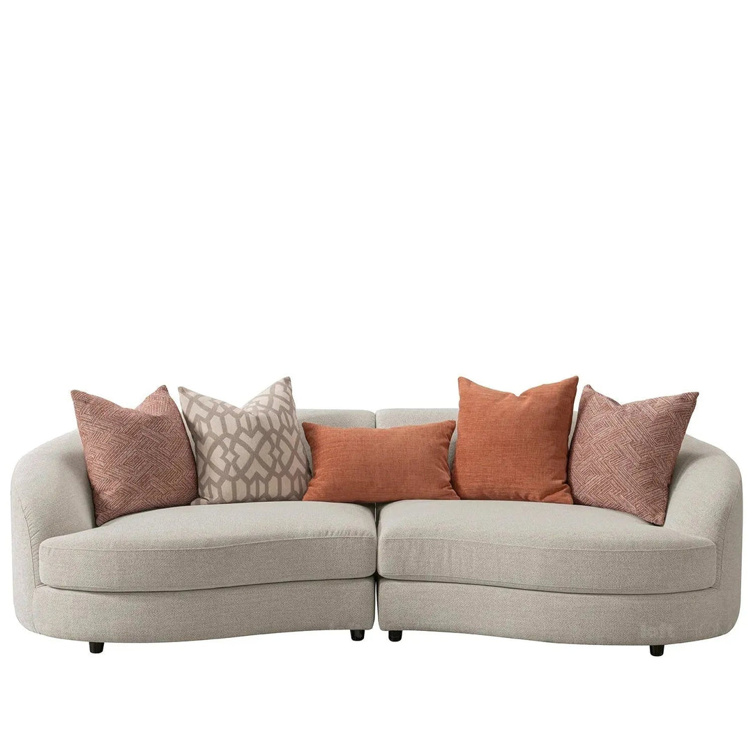 Cream fabric modular corner 1 seater sofa groove layered structure.