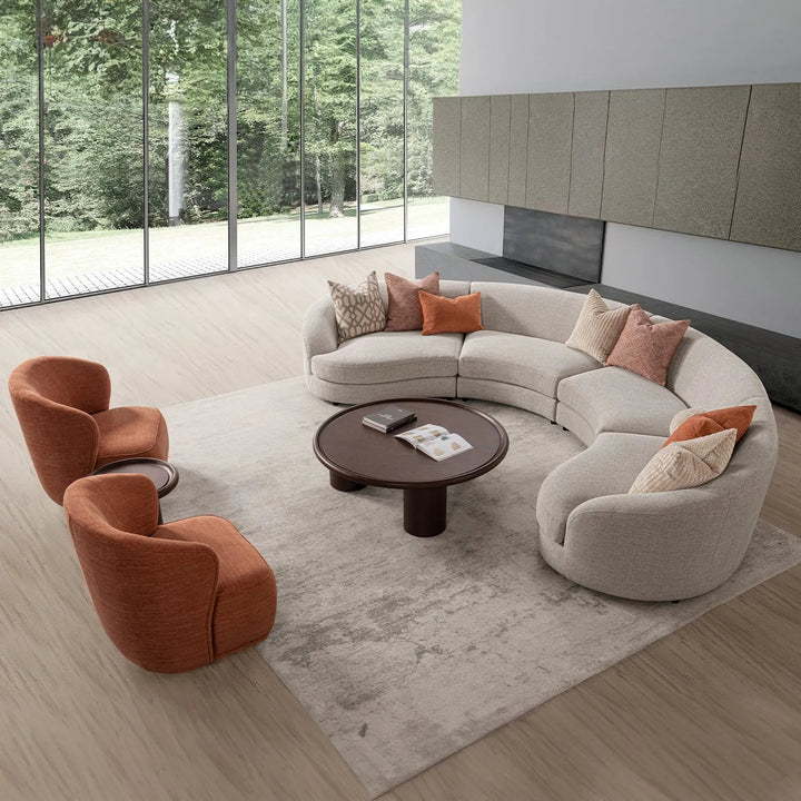 Cream fabric modular corner 1 seater sofa groove color swatches.