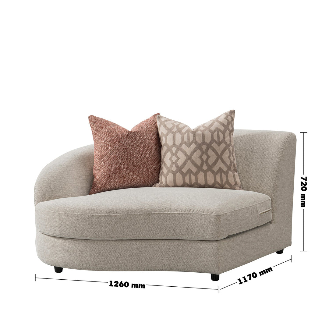 Cream fabric modular corner 1 seater sofa groove size charts.