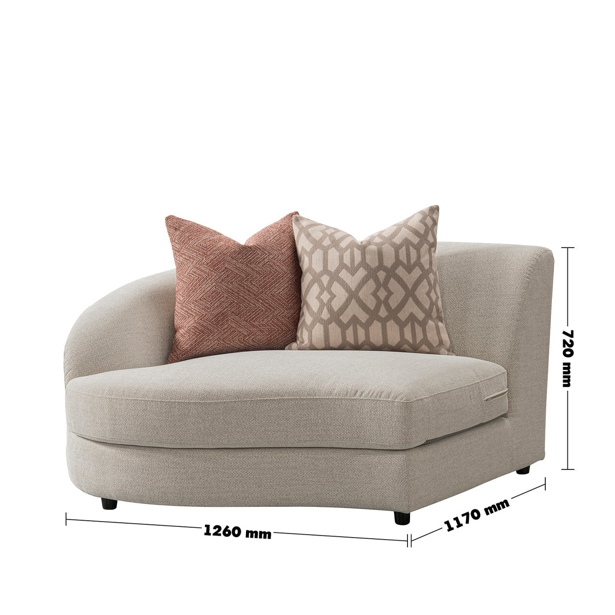 Cream fabric modular corner 1 seater sofa groove size charts.