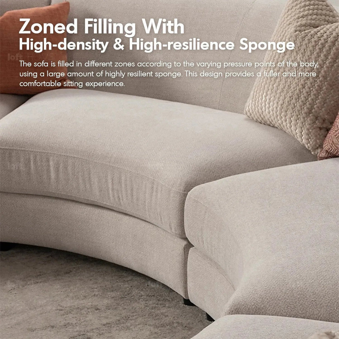 Cream fabric modular corner 1 seater sofa groove material variants.