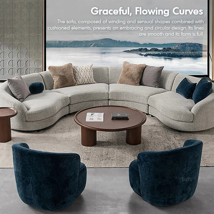 Cream fabric modular corner 1 seater sofa groove in real life style.