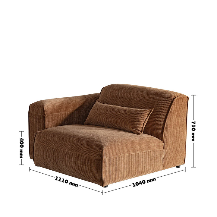 Modern corduroy velvet fabric modular corner 1 seater sofa opera size charts.