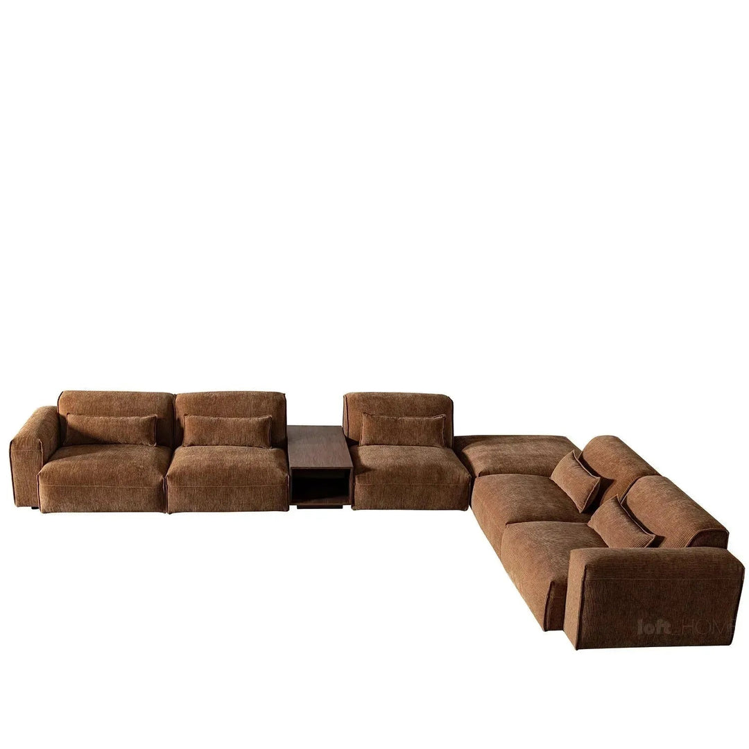Modern corduroy velvet fabric modular corner 1 seater sofa opera layered structure.