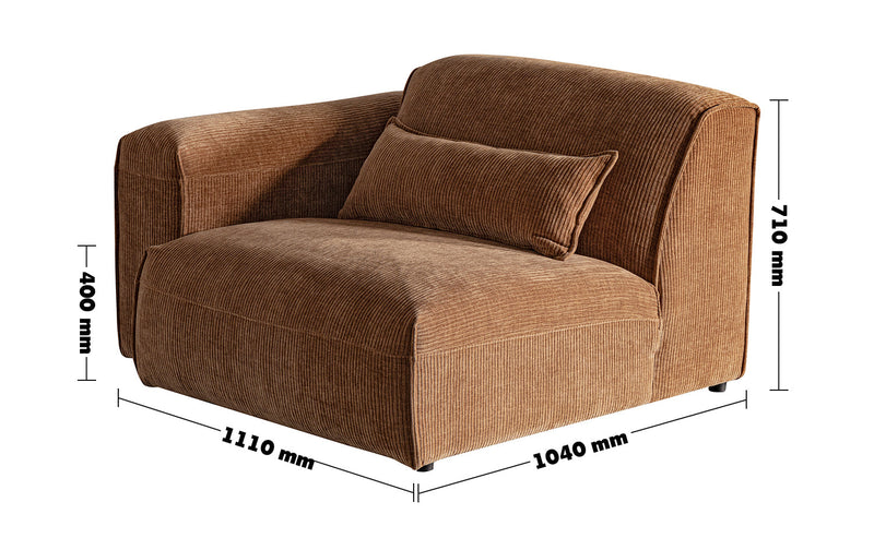 Modern Corduroy Velvet Fabric Modular Corner 1 Seater Sofa OPERA Size Chart